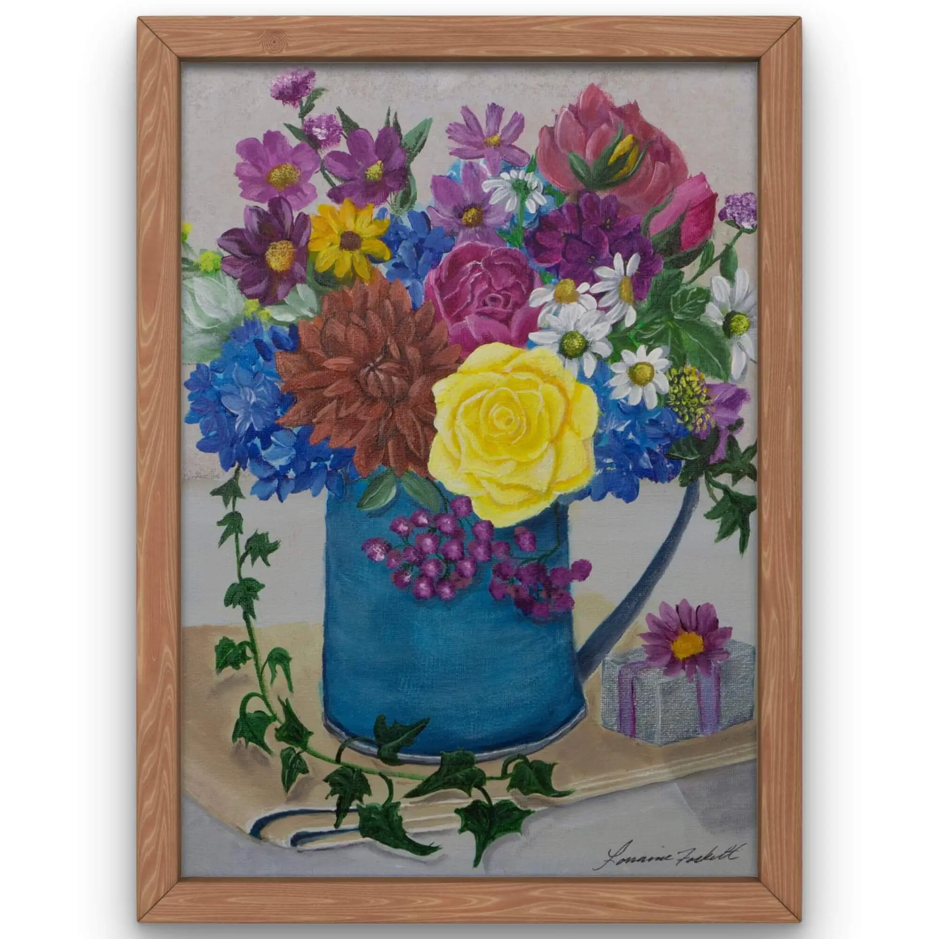 vintage art original art floral