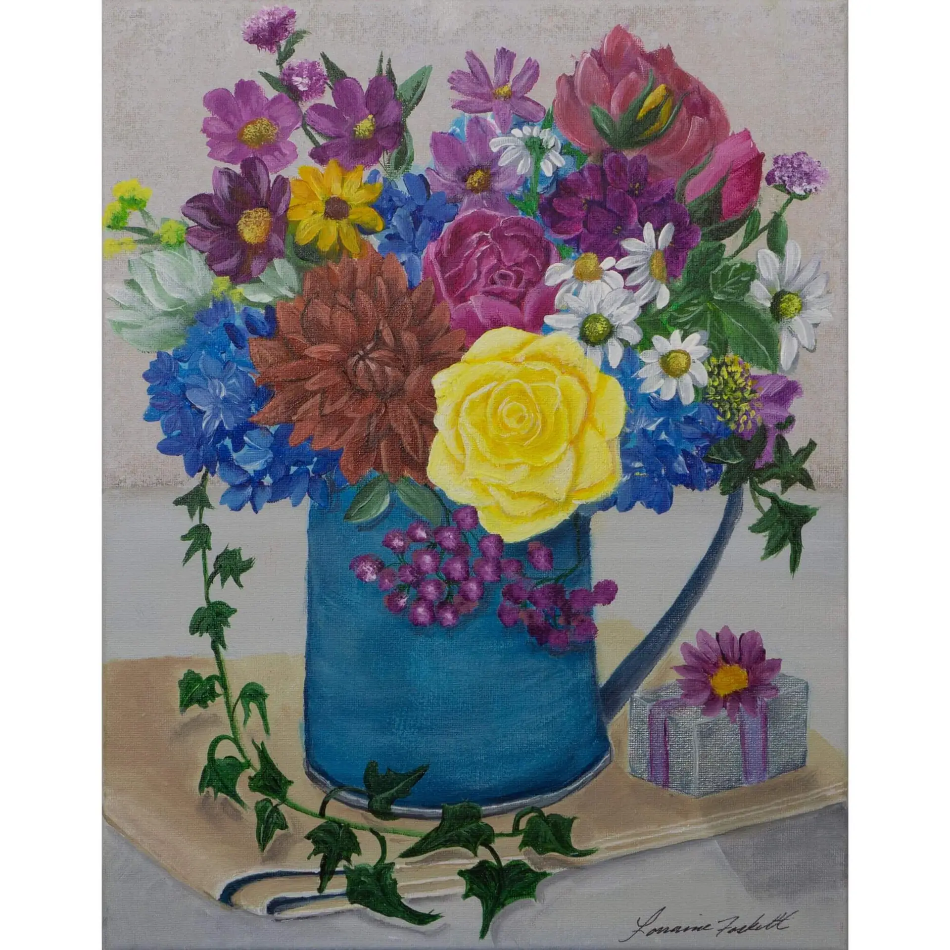 vintage art original art floral