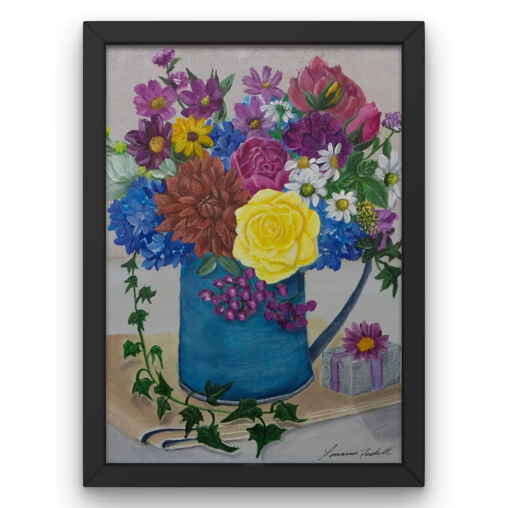 vintage art original art floral