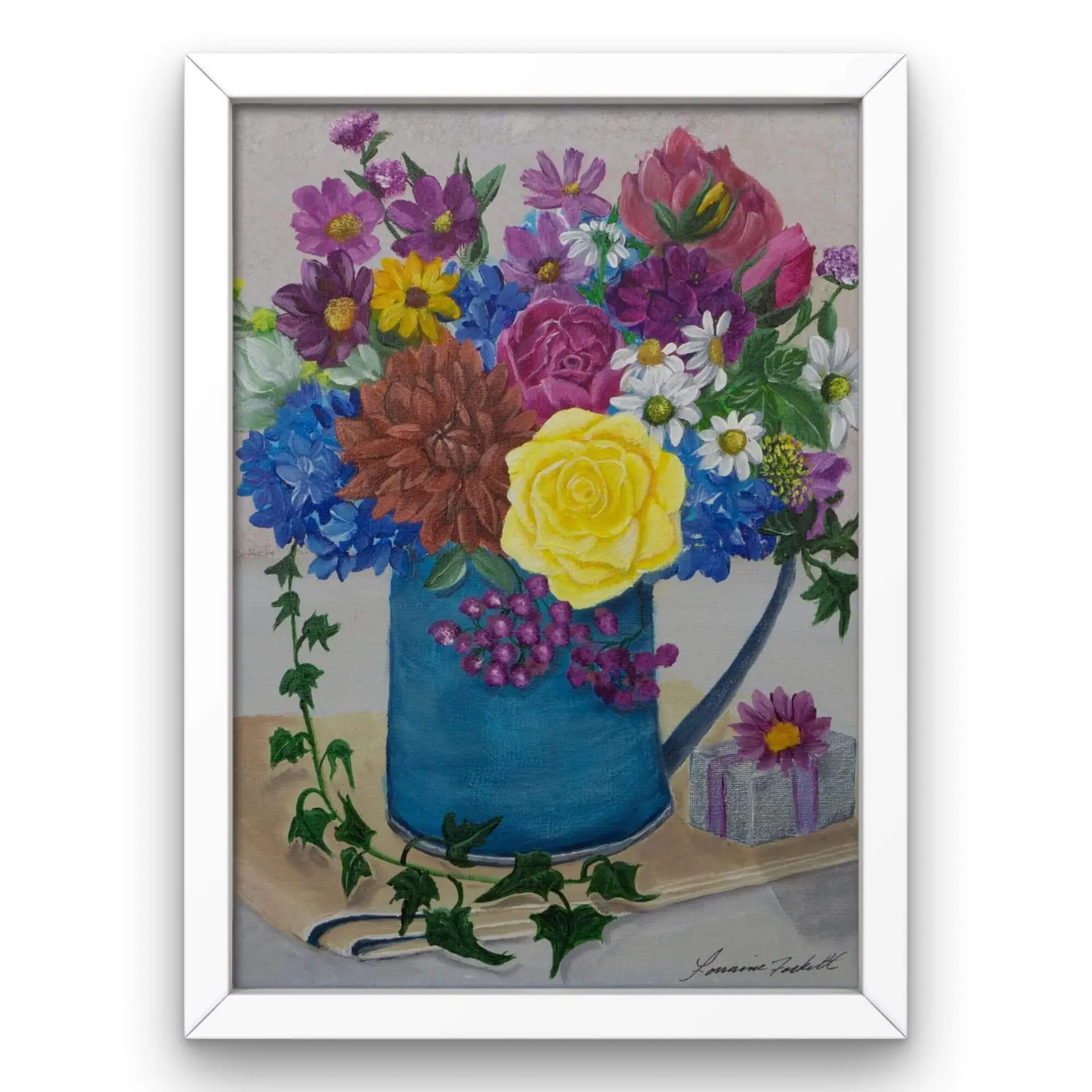 vintage art original art floral