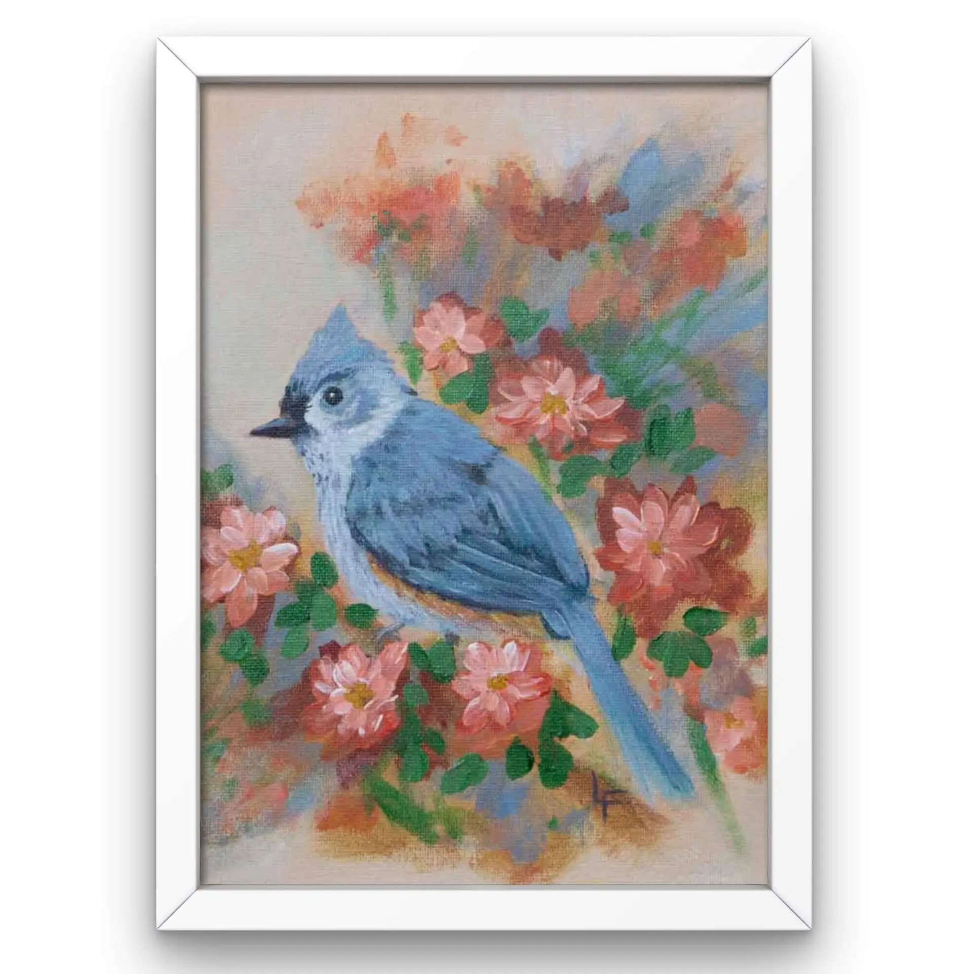 bird painting tufted titmouse original art