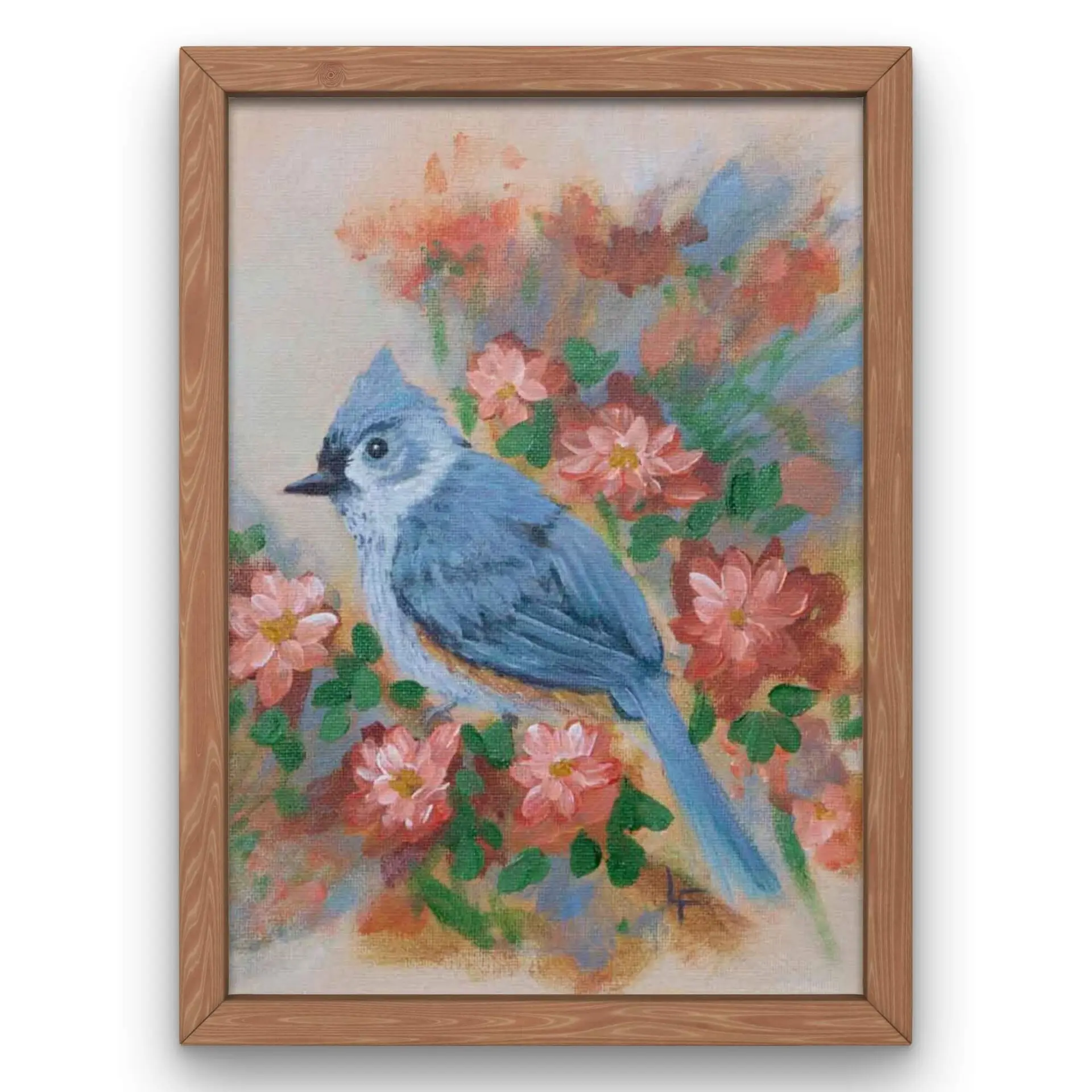 bird painting tufted titmouse original art