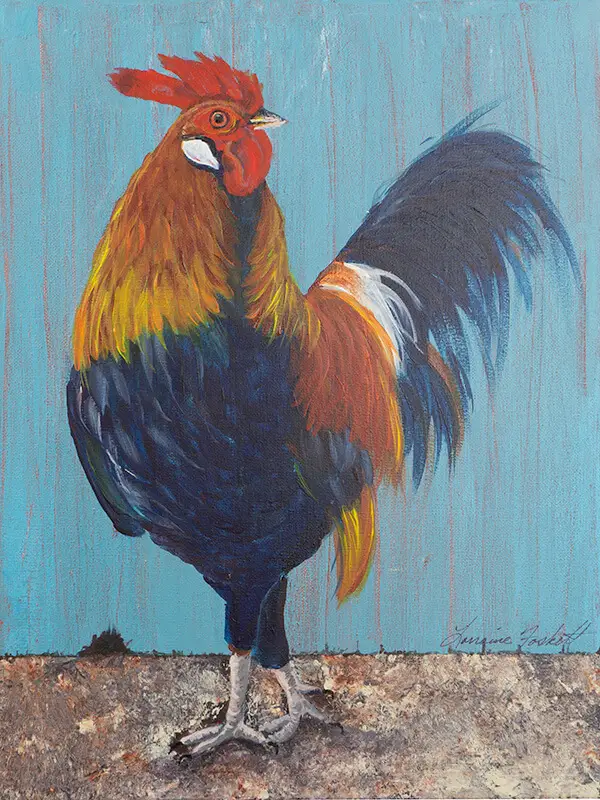 farm animal painting rooster original art