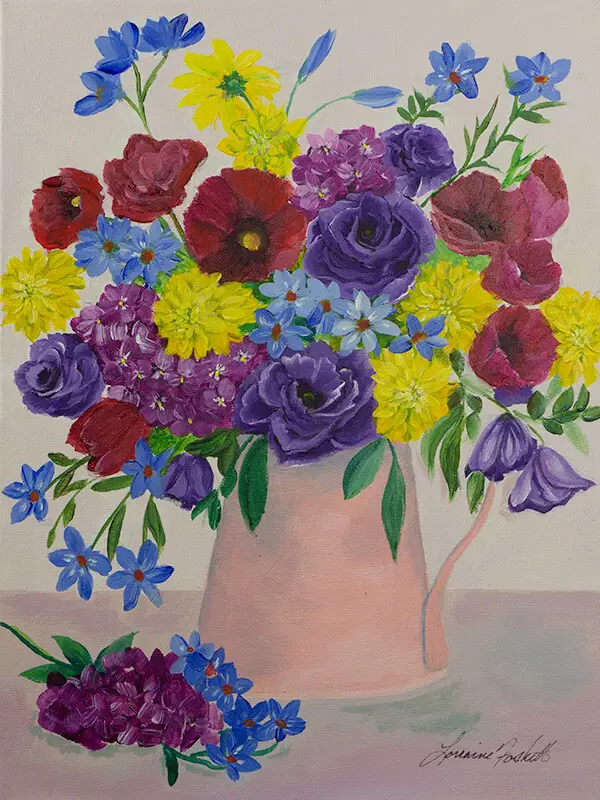 farm house bouquet original art