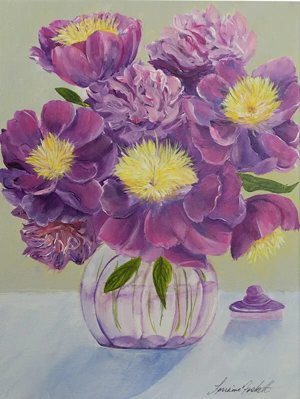 peonies pink peony painting original art acrylic art