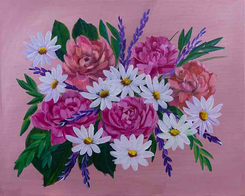 Original art acrylic painting floral bouquet