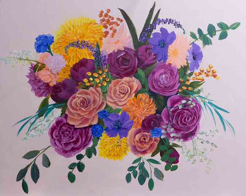 Rose painting floral bouquet original art