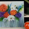 Orange Dream 2 Original Art orange dream daisies orange and purple flowers
