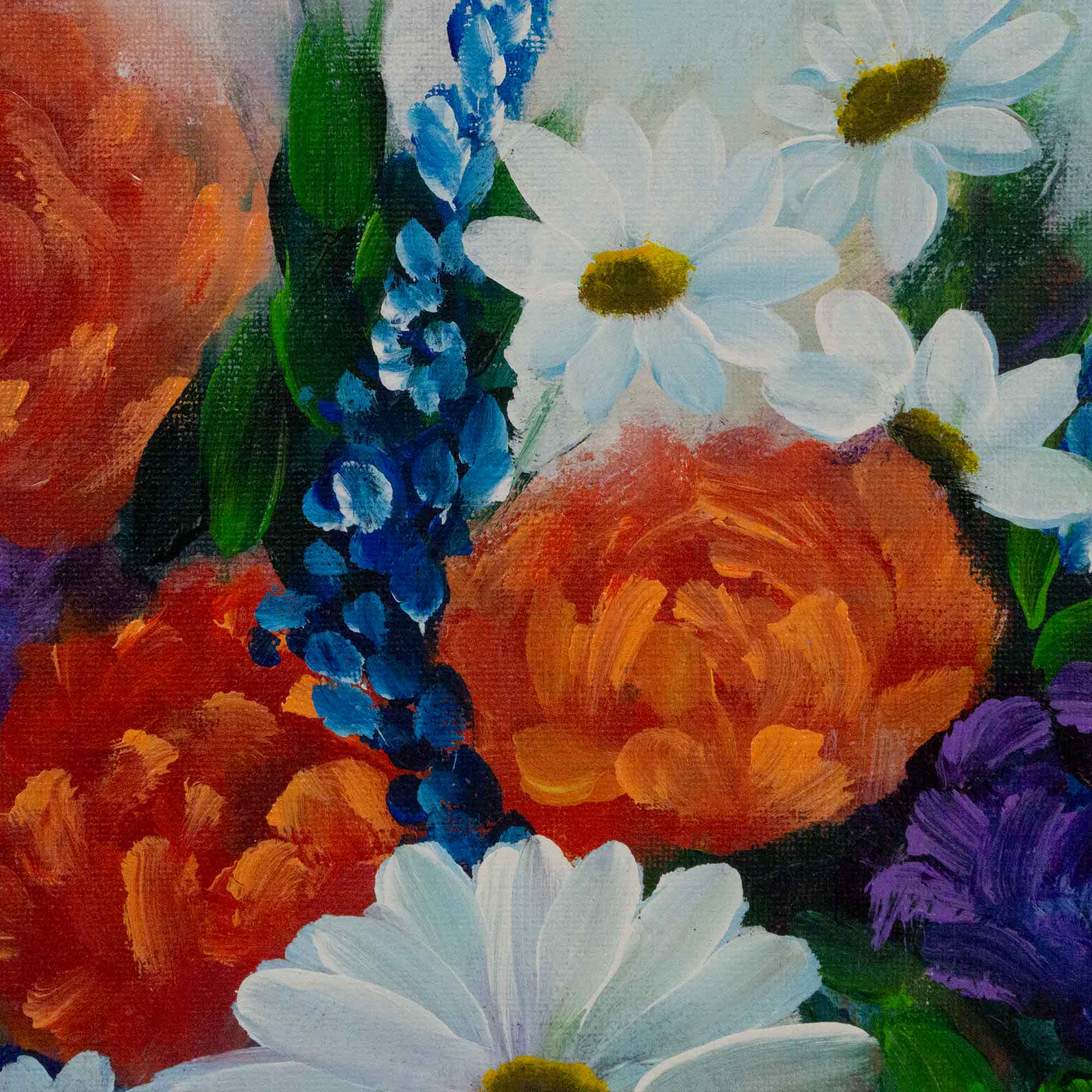 Orange Dream 3 Original Art orange dream daisies orange and purple flowers