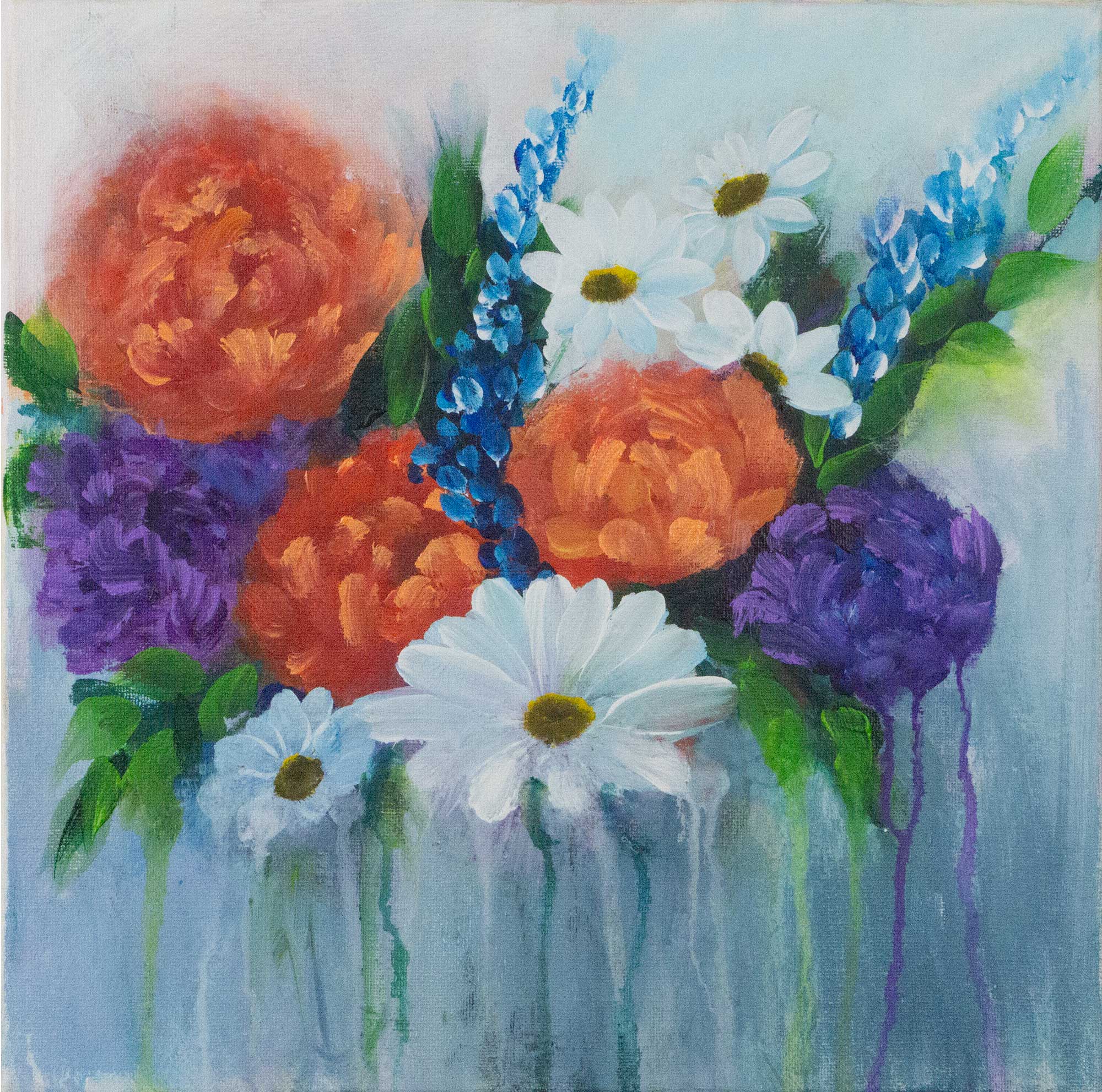 orange-purple-peony abstract flowers orange dream