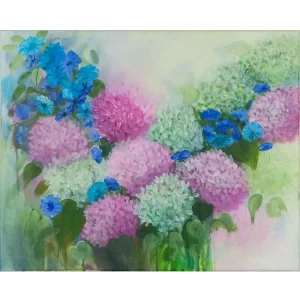 pink hydrangeas1 Morning Glories & pink Hydrangea wall art